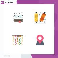 User Interface Pack of 4 Basic Flat Icons of book decorations candy sugar location Editable Vector Design Elements