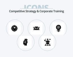 Competitive Strategy And Corporate Training Glyph Icon Pack 5 Icon Design. human. allocation. presentation. focus. deadline vector