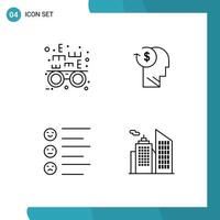 Set of 4 Modern UI Icons Symbols Signs for eye test format account employee text Editable Vector Design Elements