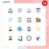 16 Flat Color concept for Websites Mobile and Apps cloud blocked navigational block develop Editable Pack of Creative Vector Design Elements