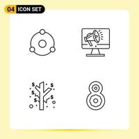 4 Thematic Vector Filledline Flat Colors and Editable Symbols of ion earnings crypto currency loudspeaker profit Editable Vector Design Elements