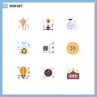 Set of 9 Modern UI Icons Symbols Signs for secure server pollution solution hazard test Editable Vector Design Elements