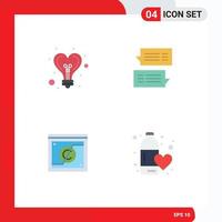 4 Flat Icon concept for Websites Mobile and Apps bulb business heart mail digital Editable Vector Design Elements