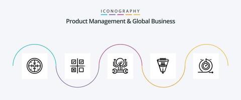 Product Managment And Global Business Line 5 Icon Pack Including filtering. data. product. hacking. growth vector