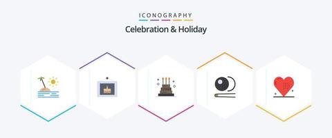 Celebration and Holiday 25 Flat icon pack including celebration. snooker. cake. pool. holiday vector