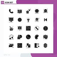 Pack of 25 creative Solid Glyphs of alert drive construction disk network Editable Vector Design Elements