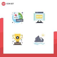 Pack of 4 creative Flat Icons of board cup creative internet success Editable Vector Design Elements