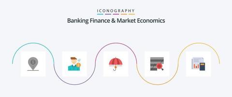 Banking Finance And Market Economics Flat 5 Icon Pack Including protection. financial. male. finance. user vector