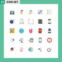 Pictogram Set of 25 Simple Flat Colors of format connect knowledge chain modern Editable Vector Design Elements