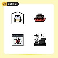 Modern Set of 4 Filledline Flat Colors and symbols such as garage develop cargo app relax Editable Vector Design Elements