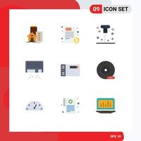 Group of 9 Modern Flat Colors Set for design air hospital ac miscellaneous Editable Vector Design Elements