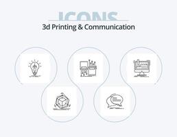 3d Printing And Communication Line Icon Pack 5 Icon Design. rapid. object. production. talk. communication vector