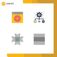 4 Universal Flat Icons Set for Web and Mobile Applications add user graphics todo cpu Editable Vector Design Elements