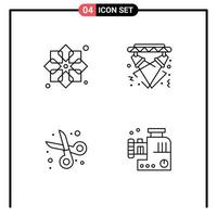 Stock Vector Icon Pack of 4 Line Signs and Symbols for ribbon event fabric lights cut Editable Vector Design Elements