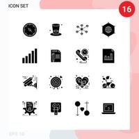 Modern Set of 16 Solid Glyphs Pictograph of connection connection wlan data network Editable Vector Design Elements