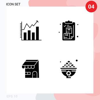 Pictogram Set of 4 Simple Solid Glyphs of analysis building chart delivery online Editable Vector Design Elements