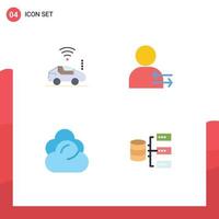 4 Flat Icon concept for Websites Mobile and Apps atou cloud signal left storage Editable Vector Design Elements