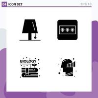 4 Thematic Vector Solid Glyphs and Editable Symbols of design content light layout knowledge Editable Vector Design Elements