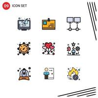 Universal Icon Symbols Group of 9 Modern Filledline Flat Colors of balloons time connect setting server Editable Vector Design Elements