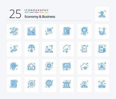 Economy And Business 25 Blue Color icon pack including money. paper. analysis. invoice. document vector