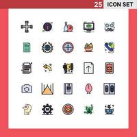 User Interface Pack of 25 Basic Filled line Flat Colors of glasses notification activity message chat Editable Vector Design Elements