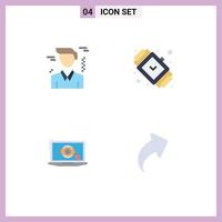 Modern Set of 4 Flat Icons Pictograph of business monitor accessorize jewelry presentation Editable Vector Design Elements