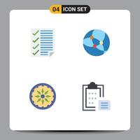 4 Thematic Vector Flat Icons and Editable Symbols of check country page network clipboard Editable Vector Design Elements