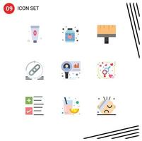 Universal Icon Symbols Group of 9 Modern Flat Colors of diagram refresh brush website hyperlink Editable Vector Design Elements