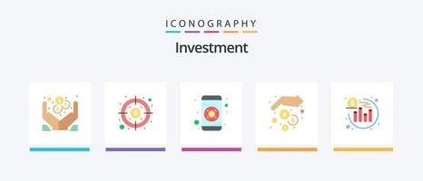 Investment Flat 5 Icon Pack Including . return. investment. investment. money. Creative Icons Design vector