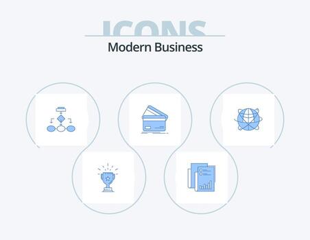 diseño de icono de paquete de 5 iconos de negocios azul moderno. arquitectura de datos algoritmo. analítica. diagrama de flujo marketing vector