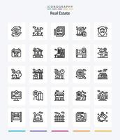 Creative Real Estate 25 OutLine icon pack  Such As document . home . for rent. . home vector