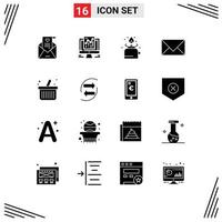 Universal Icon Symbols Group of 16 Modern Solid Glyphs of envelope contact us camping contact picnic Editable Vector Design Elements