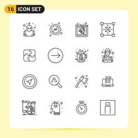 Outline Pack of 16 Universal Symbols of shape development browser design webpage Editable Vector Design Elements