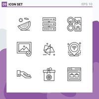 Set of 9 Modern UI Icons Symbols Signs for abstract photo network image make Editable Vector Design Elements