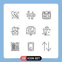 Modern Set of 9 Outlines and symbols such as online commerce layers water food Editable Vector Design Elements