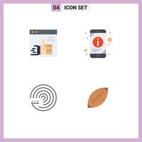 4 Universal Flat Icon Signs Symbols of like forecasting support mobile forecasting model Editable Vector Design Elements