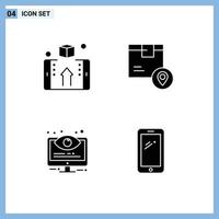 Group of 4 Modern Solid Glyphs Set for box product online delivery control Editable Vector Design Elements