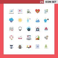 Modern Set of 25 Flat Colors and symbols such as open lock art key day Editable Vector Design Elements
