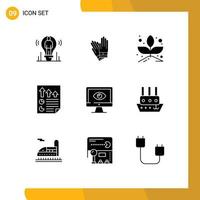 Stock Vector Icon Pack of 9 Line Signs and Symbols for monitor page repair document arrows Editable Vector Design Elements