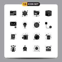 Pictogram Set of 16 Simple Solid Glyphs of message shipping internet e check Editable Vector Design Elements