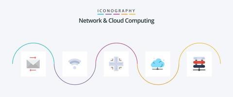 Network And Cloud Computing Flat 5 Icon Pack Including network. computing. location. technology. network vector