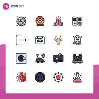 Universal Icon Symbols Group of 16 Modern Flat Color Filled Lines of ui logout five star shield Editable Creative Vector Design Elements