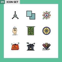 Universal Icon Symbols Group of 9 Modern Filledline Flat Colors of circle cash user atm process Editable Vector Design Elements