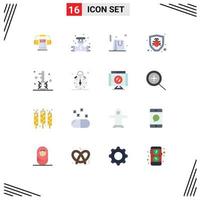 User Interface Pack of 16 Basic Flat Colors of media engine valve security bug Editable Pack of Creative Vector Design Elements