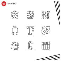 Group of 9 Modern Outlines Set for word text water type phone Editable Vector Design Elements