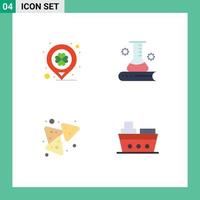 4 Thematic Vector Flat Icons and Editable Symbols of day chips marker science information nachos Editable Vector Design Elements