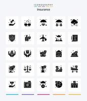 Creative Insurance 25 Glyph Solid Black icon pack  Such As thunderstorm. insurance. hold. cloud. insurance vector