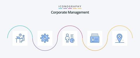 Corporate Management Blue 5 Icon Pack Including document. badge. production. person. efficiency vector