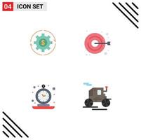 conjunto de pictogramas de 4 iconos planos simples de la moda de ingresos generar alarma de ganancias elementos de diseño vectorial editables vector