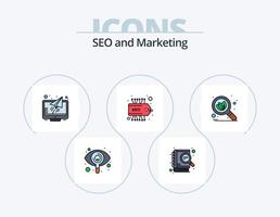 Seo Line Filled Icon Pack 5 Icon Design. screen. monitor. connect. message. campaign vector